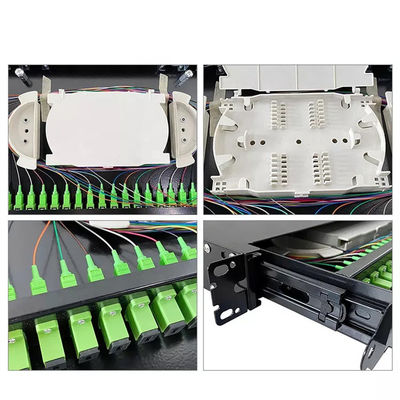 1U 19 &quot;24 ميناء SC سيمبلكس / LC دوبلكس Fiber Optic رف جبل نسيج Fiber Patch لوحة-Unload