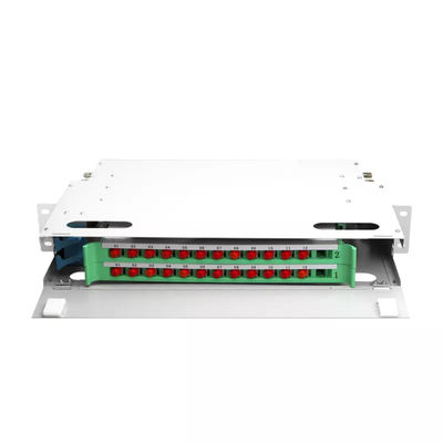 FTTH 1U Fiber لوحة 24 جوهر 19 Inch Rack Patch لوحة وحدة ODF