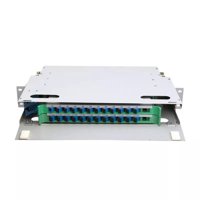 FTTH 1U Fiber لوحة 24 جوهر 19 Inch Rack Patch لوحة وحدة ODF