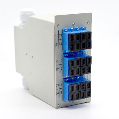 24 أليافًا ، صندوق إنهاء الألياف البصرية Din-Rail ، الصلب المدلفن على البارد ، 12 منفذًا Sc دوبلكس