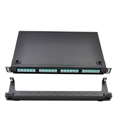 1U MTP كاسيت وحدة 96F MPO To LC Patch لوحة رف جبل أسود