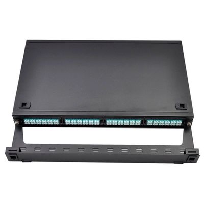 1U MTP كاسيت وحدة 96F MPO To LC Patch لوحة رف جبل أسود