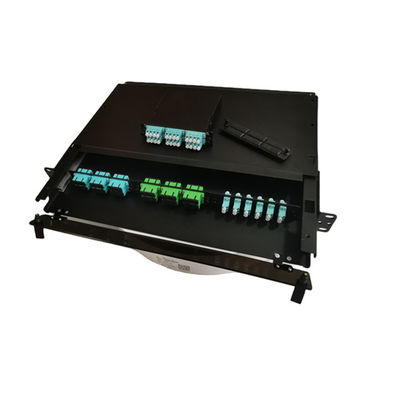 19 &quot;LC Fiber Patch لوحة MTP MPO 1U صندوق إنهاء الألياف المعدنية