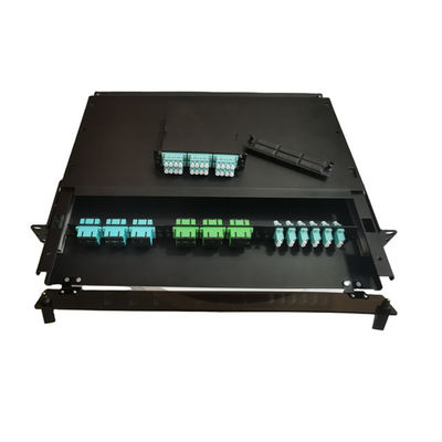 19 &quot;LC Fiber Patch لوحة MTP MPO 1U صندوق إنهاء الألياف المعدنية