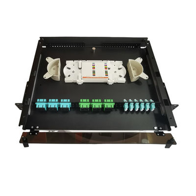 19 &quot;LC Fiber Patch لوحة MTP MPO 1U صندوق إنهاء الألياف المعدنية