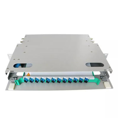 1U ODF Patch لوحة رف جبل Distribution Frame 12 كور Fiber Patch لوحة SM