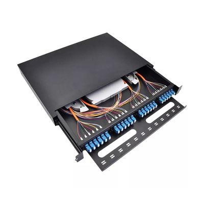 MPO رف جبل Fiber لوحة نسيج 24 ميناء LC Fiber Patch لوحة 1U