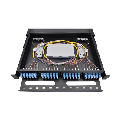 MPO رف جبل Fiber لوحة نسيج 24 ميناء LC Fiber Patch لوحة 1U