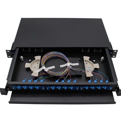19 &quot;24 ميناء لوحة تصحيح الألياف البصرية رف داخلي 1U ODF 24 جوهر
