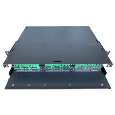2U MPO MTP Patch لوحة APC SC دوبلكس Fiber نسيج رف جبل