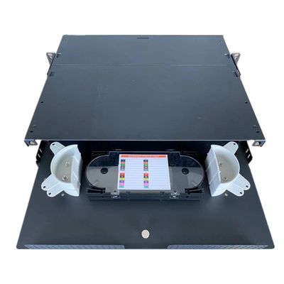 2U MPO MTP Patch لوحة APC SC دوبلكس Fiber نسيج رف جبل