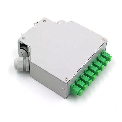 8 Fibers Sc / Apc Fiber Optic Din Rail Terminal صندوق رمادي صلب مدرفل على البارد