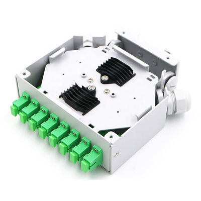 8 Fibers Sc / Apc Fiber Optic Din Rail Terminal صندوق رمادي صلب مدرفل على البارد