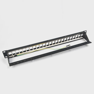 لوحة تصحيح الشبكة RJ45 24 منفذ 1U كيستون C5 / C5E C6 مع ​​شريط مانجمينت