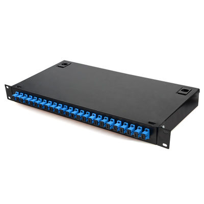 24 Port 1U Rack Mount Fiber Optic Patch Panel مع محول SC / UPC