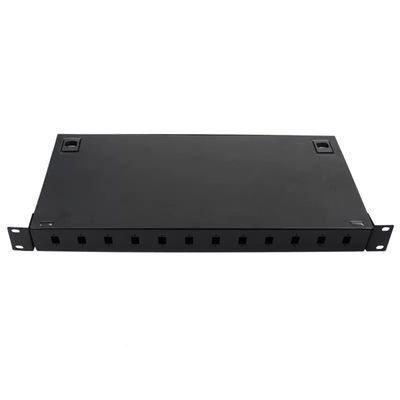 لوحة التصحيح المعدنية المثبتة على الرف المعدني 12 LC Duplex Coupler FTTH Termination Box