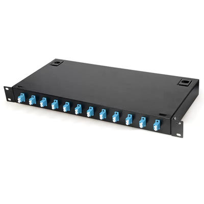 لوحة التصحيح المعدنية المثبتة على الرف المعدني 12 LC Duplex Coupler FTTH Termination Box