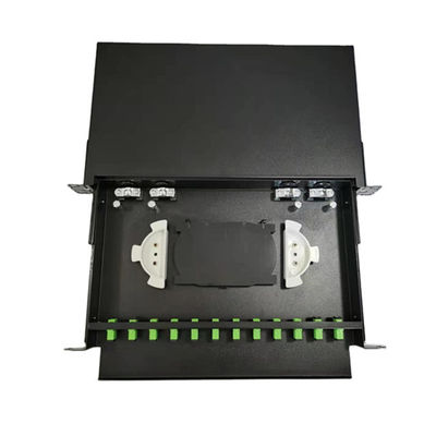 24 منفذًا أسود معدني من الألياف البصرية صندوق طرفي 430x200x46mm