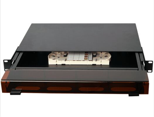 1U 96 نوى MTP MPO - لوحة توصيل LC ODF هيكل حاوية منزلقة مع غطاء غبار لـ 4 كاسيتات