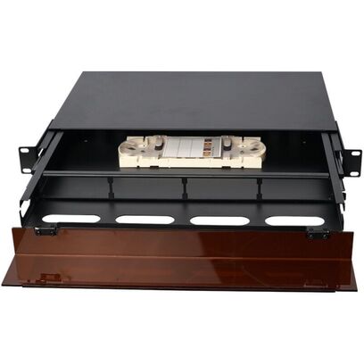 1U 96 نوى MTP MPO - لوحة توصيل LC ODF هيكل حاوية منزلقة مع غطاء غبار لـ 4 كاسيتات