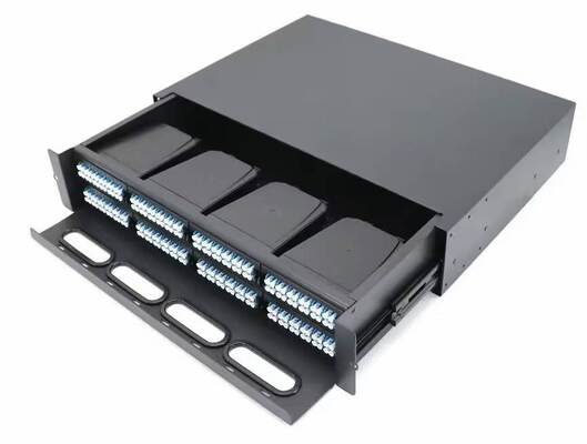 2U 192 Cores MTP MPO -LC Patch panel ODF Chassis enclosure Sliding type for 8 Cassettes